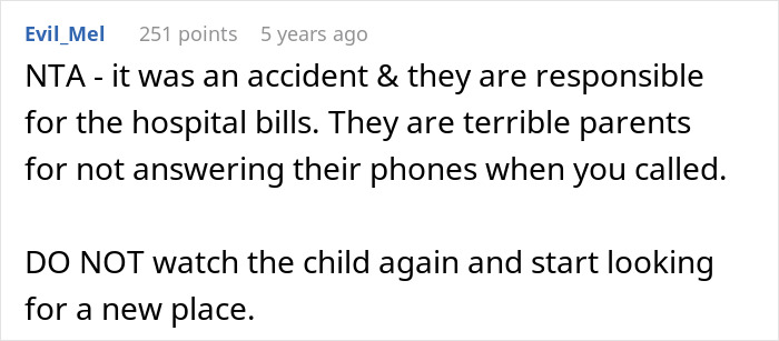 Comment discussing responsibility for hospital bills after roommate vanishes with ex, leaving guy with kid and blame issues.