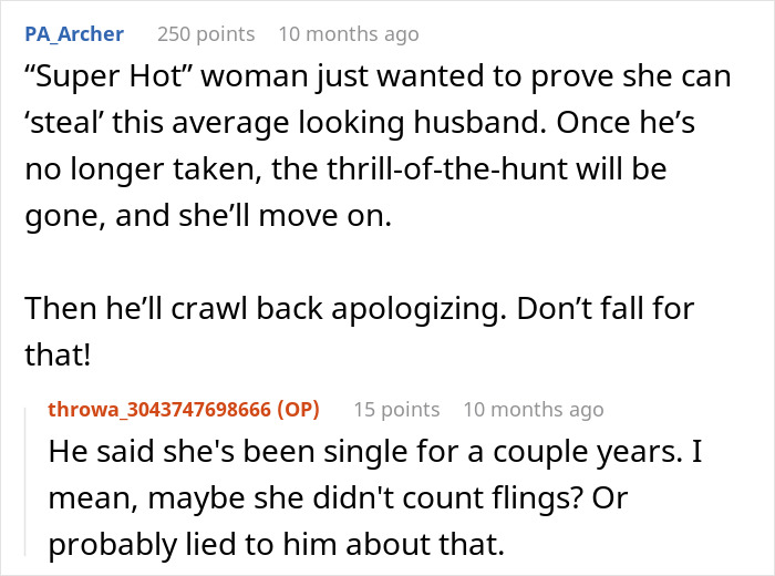 Comments discussing a woman’s husband leaving her after being hit on for the first time in his life. Comments discussing a woman’s husband leaving her after being hit on for the first time in his life.