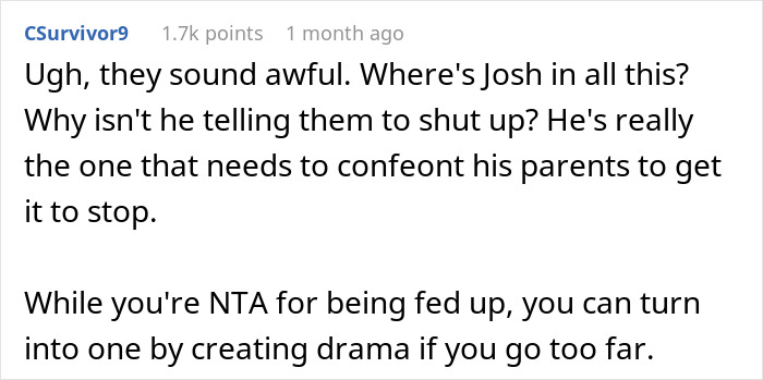 Screenshot of an online comment discussing helicopter parents treating a 29-year-old son’s girlfriend like a nanny and planner. Screenshot of an online comment discussing helicopter parents treating a 29-year-old son’s girlfriend like a nanny and planner.