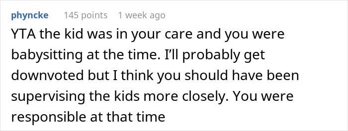 Comment on a forum discussing charging a friend for her daughter ruining furniture, emphasizing responsibility and supervision. Comment on a forum discussing charging a friend for her daughter ruining furniture, emphasizing responsibility and supervision.