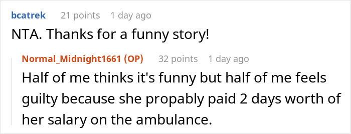 Reddit comments discussing an ambulance arriving at an office and a severe case of attention seeking behavior. Reddit comments discussing an ambulance arriving at an office and a severe case of attention seeking behavior.