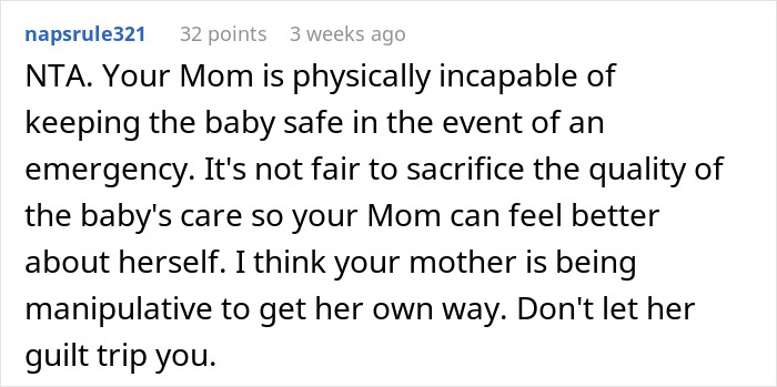 Comment discussing concerns about obese mom babysitting newborn and addressing fat shaming accusations online. Comment discussing concerns about obese mom babysitting newborn and addressing fat shaming accusations online.