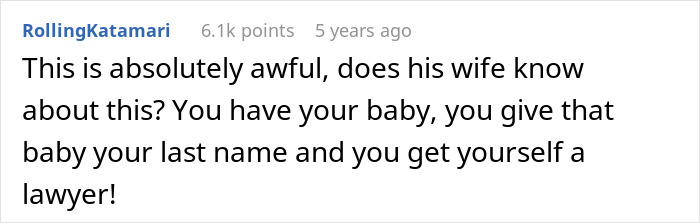 Screenshot of a Reddit comment discussing a woman discovering her boyfriend’s secret wife before giving birth. Screenshot of a Reddit comment discussing a woman discovering her boyfriend’s secret wife before giving birth.