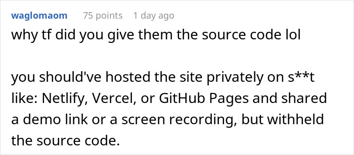 Screenshot of a person realizing they got tricked during an interview by discovering their interview task live online. Screenshot of a person realizing they got tricked during an interview by discovering their interview task live online.