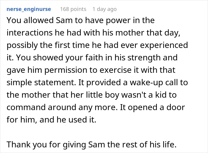 Text excerpt discussing a helicopter mom’s control over her 30-year-old son and his workplace conflict. Text excerpt discussing a helicopter mom’s control over her 30-year-old son and his workplace conflict.