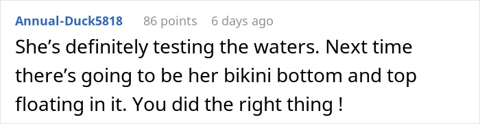 Screenshot of an online comment criticizing a woman making below-the-belt remarks about her sister’s fiancé.