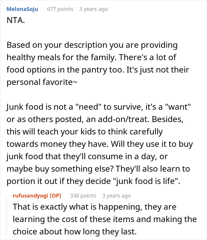 Reddit discussion about mom making teen kids pay for junk food to teach money management and choices. Reddit discussion about mom making teen kids pay for junk food to teach money management and choices.
