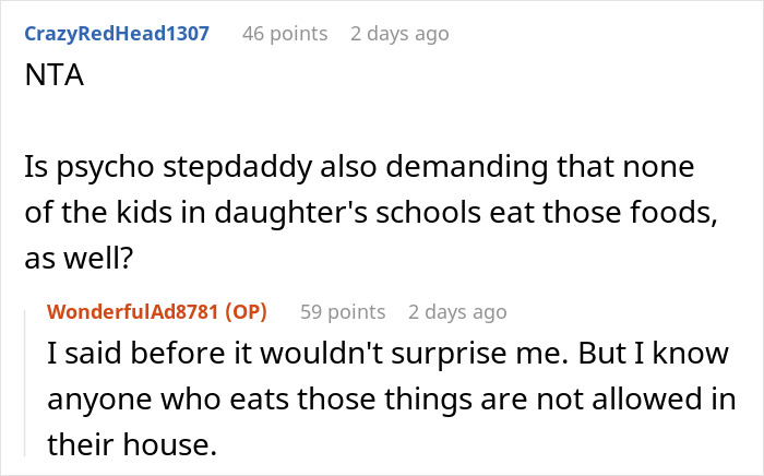Dad refuses to change kids’ diet for ex’s new husband, impacting custody and children's eating habits. Dad refuses to change kids’ diet for ex’s new husband, impacting custody and children's eating habits.
