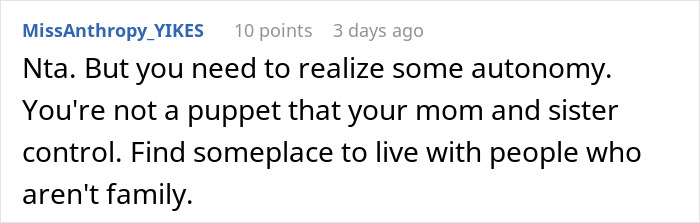 Screenshot of a Reddit comment discussing autonomy after finding out they are treating the table and refusing to pay. Screenshot of a Reddit comment discussing autonomy after finding out they are treating the table and refusing to pay.