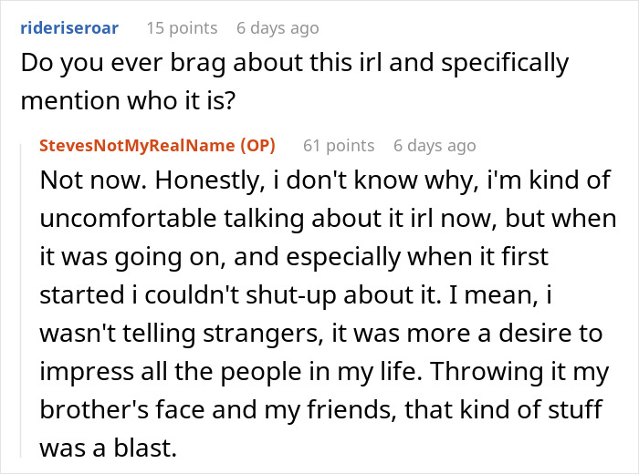 Screenshot of an online conversation discussing what it was really like to date a famous actress over a year.