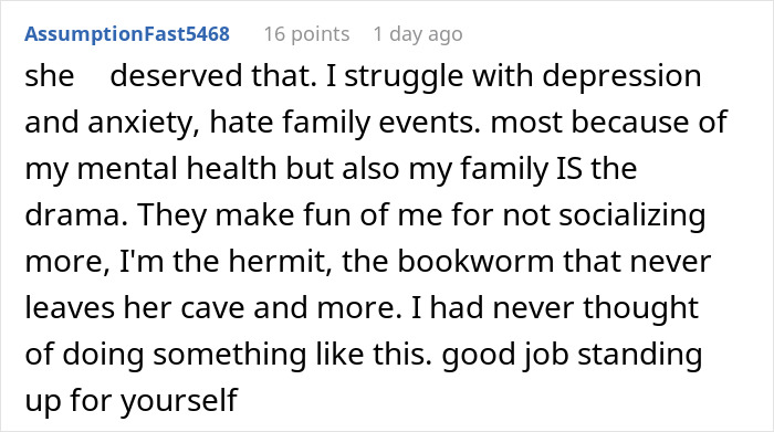 Comment about struggling with depression and anxiety, addressing family drama and social challenges related to depression. Comment about struggling with depression and anxiety, addressing family drama and social challenges related to depression.