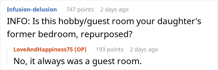 Screenshot of an online discussion about a guy prioritizing his miniature wargaming studio over his daughter and her fiancé. Screenshot of an online discussion about a guy prioritizing his miniature wargaming studio over his daughter and her fiancé.