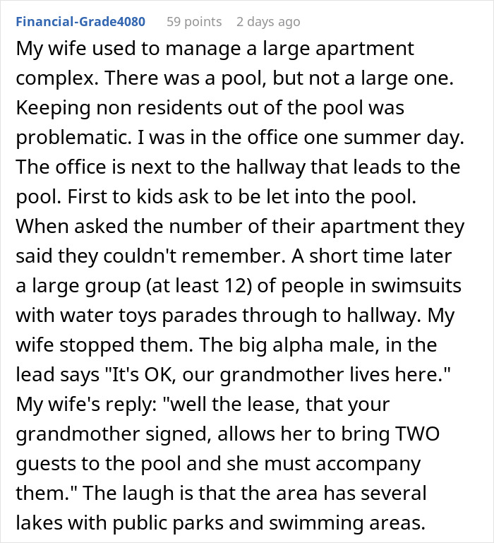 Neighbors sending relatives to my house trying to use my pool without my consent, causing tension and access issues. Neighbors sending relatives to my house trying to use my pool without my consent, causing tension and access issues.