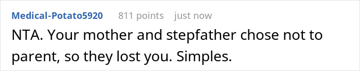 Screenshot of a comment discussing mom’s new boyfriend letting his kids wreck a teen’s room and damage his clothes. Screenshot of a comment discussing mom’s new boyfriend letting his kids wreck a teen’s room and damage his clothes.