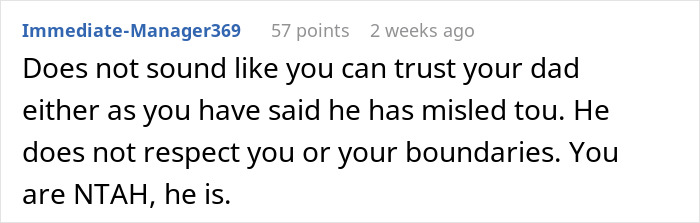 Screenshot of an online comment discussing trust issues related to betrayal and family dynamics after an affair.
