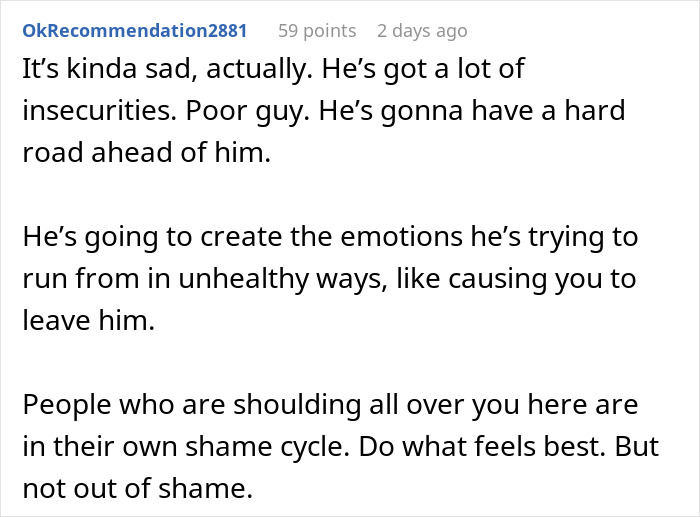 Commenter discussing guy's insecurities and emotional struggles after girlfriend's school song performance causes him to walk out. Commenter discussing guy's insecurities and emotional struggles after girlfriend's school song performance causes him to walk out.