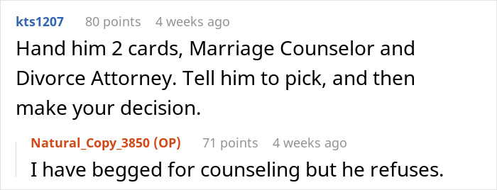 Online forum discussion about leaving husband after he refused to help with child, exploring marriage and divorce advice. Online forum discussion about leaving husband after he refused to help with child, exploring marriage and divorce advice.