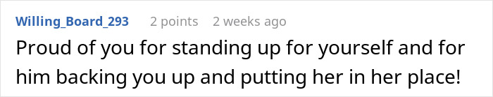 Screenshot of a supportive online comment about standing up to humiliation involving a husband’s childhood best friend favor. Screenshot of a supportive online comment about standing up to humiliation involving a husband’s childhood best friend favor.