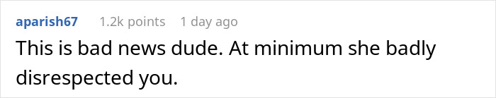 Screenshot of a Reddit comment discussing disrespect during a wife’s catch-up with her ex, leaving the husband confused. Screenshot of a Reddit comment discussing disrespect during a wife’s catch-up with her ex, leaving the husband confused.