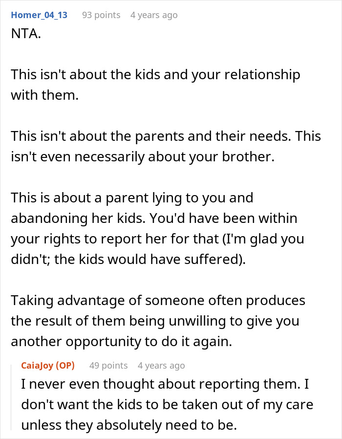 Comment about a parent lying and abandoning kids resulting in a two week babysitting nightmare for an aunt. Comment about a parent lying and abandoning kids resulting in a two week babysitting nightmare for an aunt.