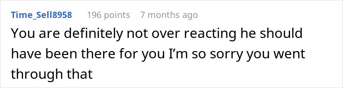 Comment expressing support for a wife scared and bruised in ER while husband is distracted by TikTok and takeout. Comment expressing support for a wife scared and bruised in ER while husband is distracted by TikTok and takeout.