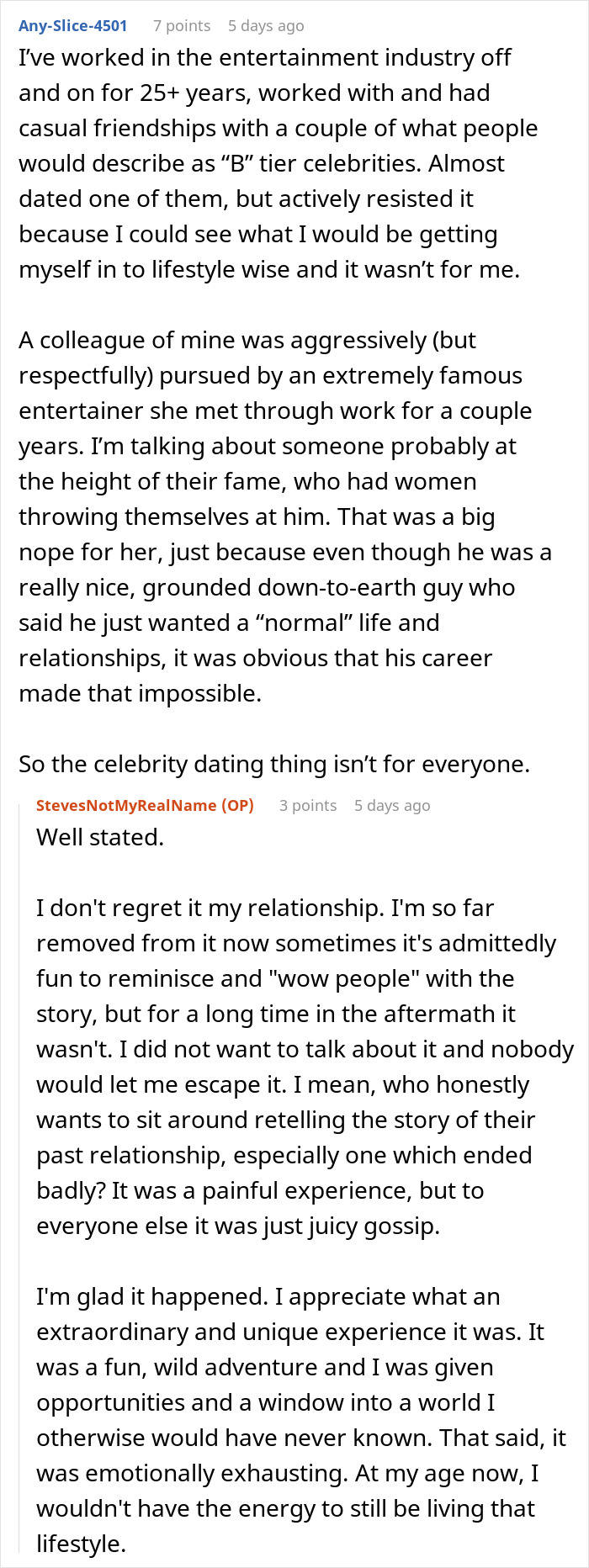 Man shares his experience and challenges of dating a famous actress for over a year and its emotional impact.