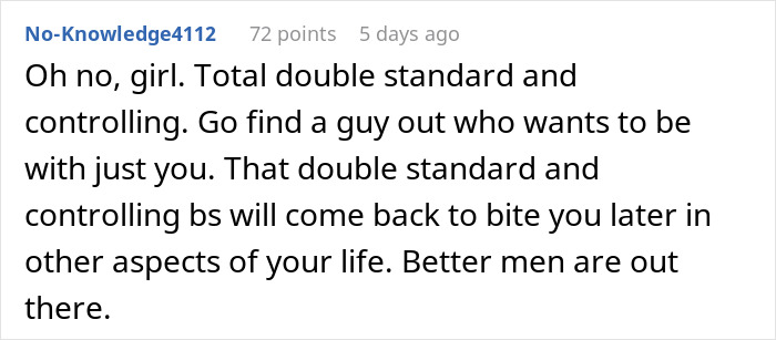 User comment discussing hypocrisy and double standards in an open relationship where one partner flips out over the other's one-night stand. User comment discussing hypocrisy and double standards in an open relationship where one partner flips out over the other's one-night stand.