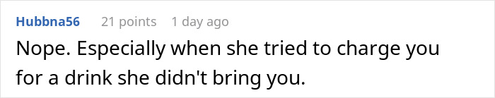 Screenshot of a forum comment discussing not tipping a waitress on a $300+ tab due to an incorrect charge dispute. Screenshot of a forum comment discussing not tipping a waitress on a $300+ tab due to an incorrect charge dispute.