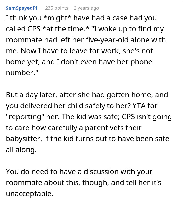 Text conversation discussing a woman who abandons child with stranger roommate for a work emergency. Text conversation discussing a woman who abandons child with stranger roommate for a work emergency.