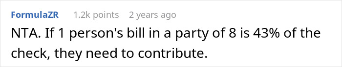 Screenshot of a comment discussing a friend’s girlfriend ordering the most expensive meals knowing the guy is paying, causing a backfire. Screenshot of a comment discussing a friend’s girlfriend ordering the most expensive meals knowing the guy is paying, causing a backfire.