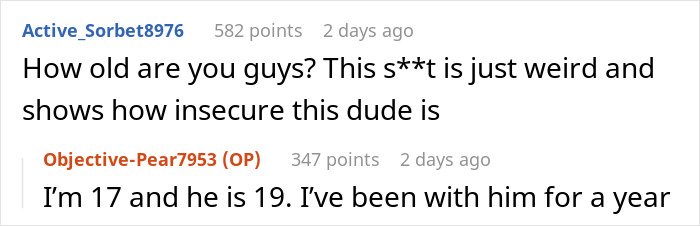 Screenshot of a Reddit conversation about a guy who walks out, unhappy with how his girlfriend connects with her school song performance. Screenshot of a Reddit conversation about a guy who walks out, unhappy with how his girlfriend connects with her school song performance.