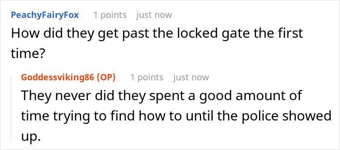 Online conversation about neighbors sending their relatives to use a private pool without consent and police involvement. Online conversation about neighbors sending their relatives to use a private pool without consent and police involvement.