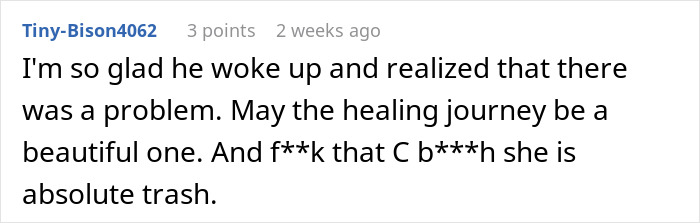 Screenshot of a comment expressing support for healing after a favor led to humiliation in a husband's childhood best friend story. Screenshot of a comment expressing support for healing after a favor led to humiliation in a husband's childhood best friend story.