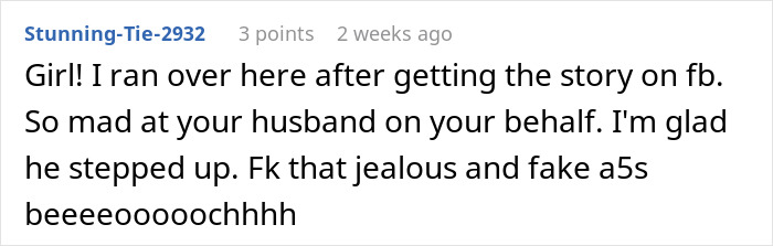 Comment expressing anger at husband’s childhood best friend for humiliating the wife after asking for a favor online. Comment expressing anger at husband’s childhood best friend for humiliating the wife after asking for a favor online.