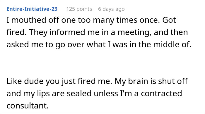 Alt text: Fired worker reluctantly agrees to start a new project, knowing they won’t complete it after being told to begin. Alt text: Fired worker reluctantly agrees to start a new project, knowing they won’t complete it after being told to begin.