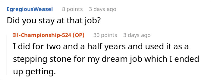 Reddit conversation showing user discussing experience with a manager who created a hostile workplace environment.