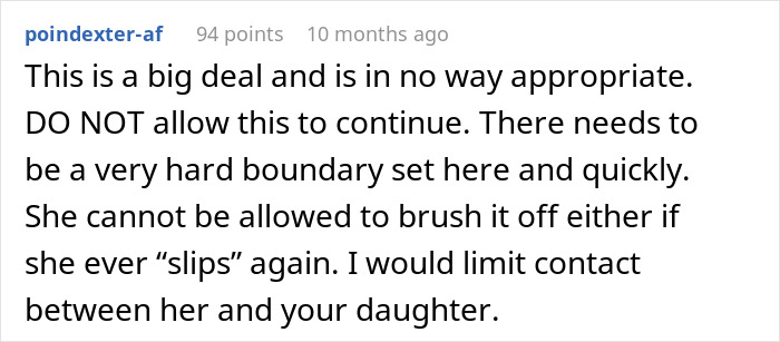 Comment warning about setting firm boundaries and limiting contact with MIL who calls herself mommy. Comment warning about setting firm boundaries and limiting contact with MIL who calls herself mommy.
