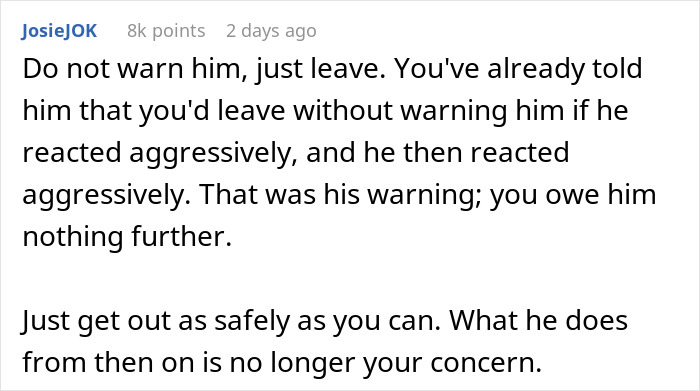 Comment advising to leave a toxic home due to jobless partner’s anger and harmful spending habits for a quiet summer exit. Comment advising to leave a toxic home due to jobless partner’s anger and harmful spending habits for a quiet summer exit.