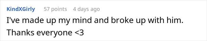 Comment text from user KindXGirly expressing they broke up with hypocrite guy in open relationship after conflict over one-night stand. Comment text from user KindXGirly expressing they broke up with hypocrite guy in open relationship after conflict over one-night stand.