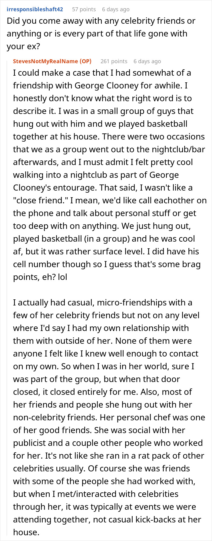 Reddit discussion post revealing what it was really like to date a famous actress for over a year and her celebrity friends.