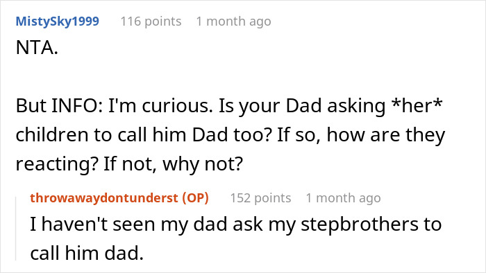 Alt text: Teen refusing to be a birthday gift for stepmother expressing loyalty to biological mom in a family discussion online. Alt text: Teen refusing to be a birthday gift for stepmother expressing loyalty to biological mom in a family discussion online.