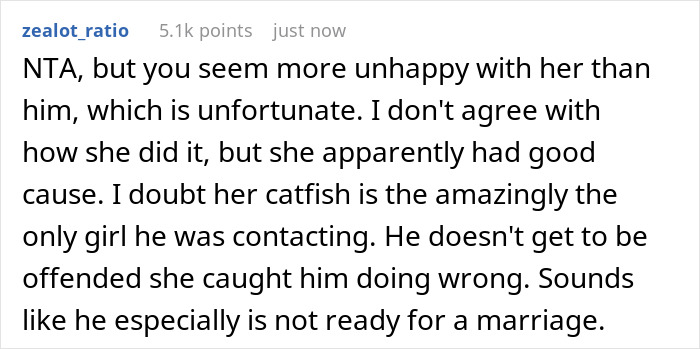 Screenshot of a forum comment discussing wedding drama after the groom fails fiancée's loyalty test and funding issues. Screenshot of a forum comment discussing wedding drama after the groom fails fiancée's loyalty test and funding issues.