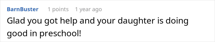 Screenshot of an online comment expressing relief and happiness that a man raising his newborn alone received help and his daughter is thriving. Screenshot of an online comment expressing relief and happiness that a man raising his newborn alone received help and his daughter is thriving.