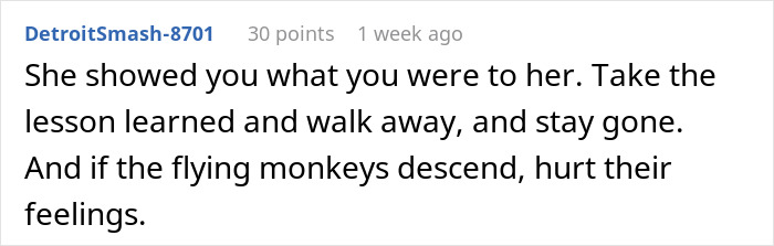 Screenshot of a Reddit comment about a woman upset with her sister for covering her debts years ago and refusing to help now. Screenshot of a Reddit comment about a woman upset with her sister for covering her debts years ago and refusing to help now.