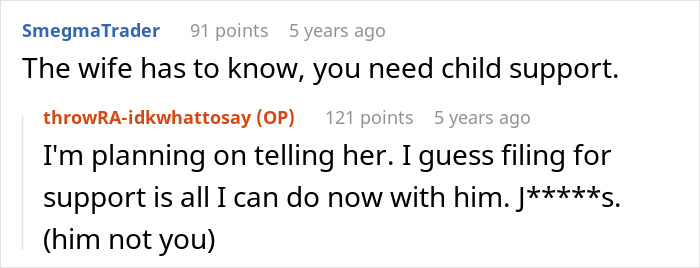 Screenshot of a Reddit conversation about a woman discovering her boyfriend’s secret wife days before birth. Screenshot of a Reddit conversation about a woman discovering her boyfriend’s secret wife days before birth.