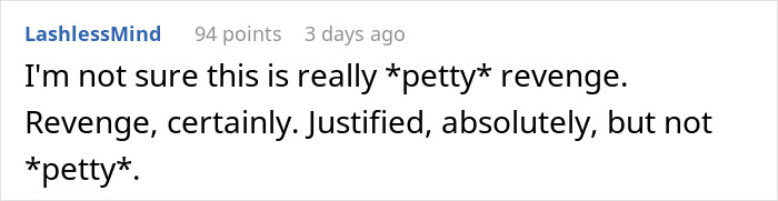 Screenshot of an online comment discussing revenge related to a manager who created a hostile workplace.