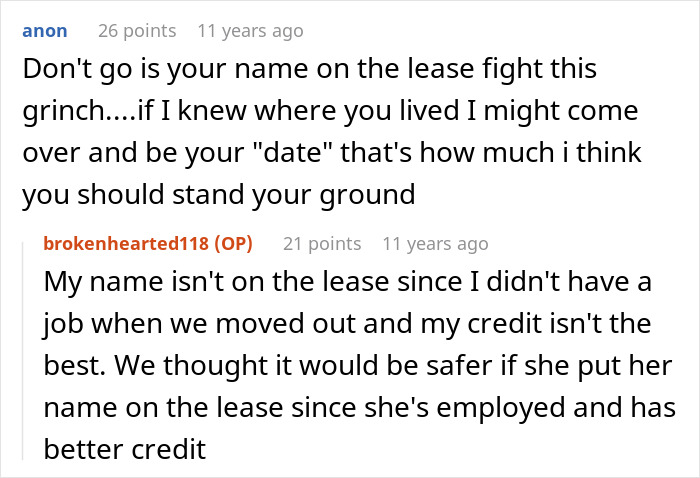 Conversation about ex fiance and lease issues in a Valentine Day apartment, discussing standing ground and credit concerns. Conversation about ex fiance and lease issues in a Valentine Day apartment, discussing standing ground and credit concerns.