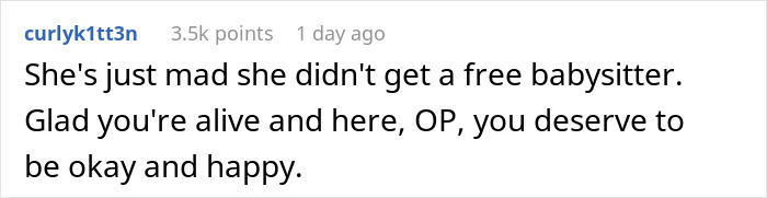 Reddit comment explaining being too depressed to babysit and supporting mental health awareness. Reddit comment explaining being too depressed to babysit and supporting mental health awareness.