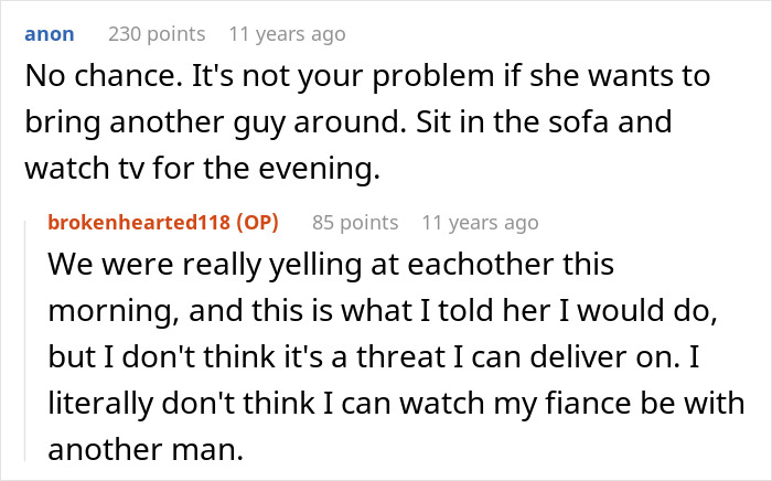 Conversation about handling an ex-fiance on Valentine’s Day in an apartment setting, discussing relationship boundaries. Conversation about handling an ex-fiance on Valentine’s Day in an apartment setting, discussing relationship boundaries.