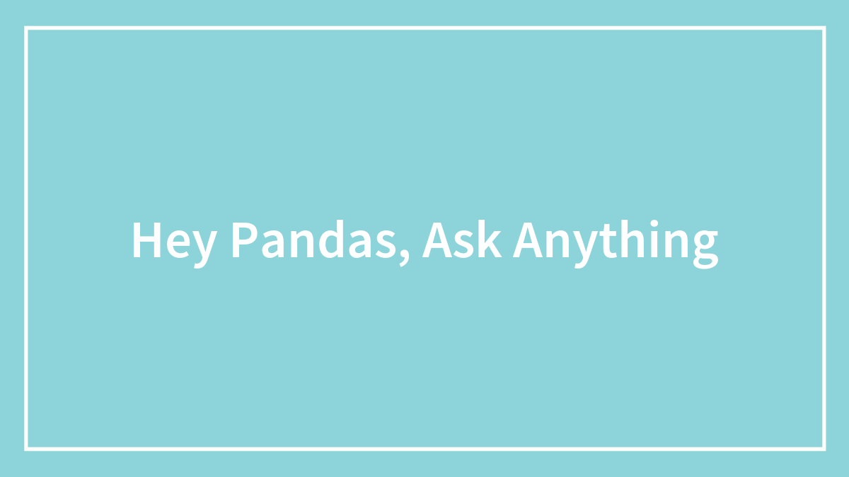 Blue background with white text Hey Pandas Ask Anything centered inside a simple white rectangular border